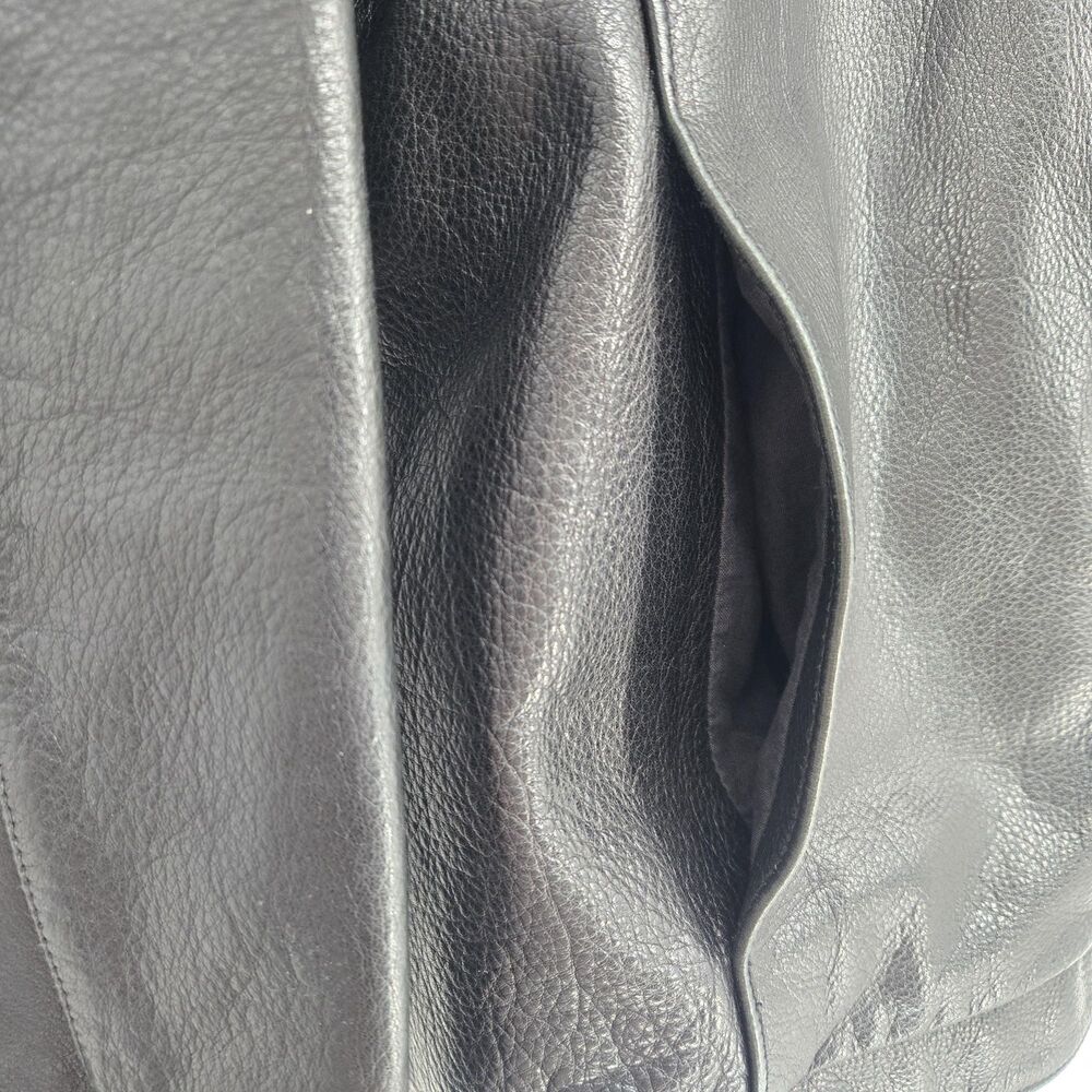 Vintage Bruno Magli black leather jacket with wool lining - mens 44 - Picture 12 of 16
